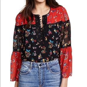Rebecca Minkoff Luca Floral Bell Sleeve Blouse